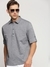 Men's Grey Solid Shirt Collar Casual Short Kurta