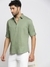 Men's Sea Green Solid Shirt Collar Casual Short Kurta