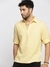 Men's Yellow Woven Design Shirt Collar Casual Short Kurta