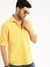 Men's Yellow Solid Shirt Collar Casual Short Kurta