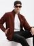 SHOWOFF Men's Solid Mock Collar Rust Bomber Jacket