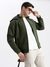 SHOWOFF Men's Solid Mock Collar Olive Bomber Jacket Comes with Detachable Hoodie