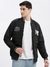 SHOWOFF Men's Typography Mandarin Collar Black Puffer Jacket