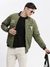 SHOWOFF Men's Typography Mandarin Collar Olive Puffer Jacket