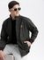 SHOWOFF Men's Geometric Mock Collar Grey Bomber Jacket
