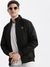 SHOWOFF Men's Geometric Mock Collar Black Bomber Jacket