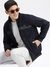 SHOWOFF Men's Striped Mock Collar Navy Blue Bomber Jacket