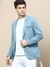 SHOWOFF Men's Notched Lapel Solid Turquoise Blue Single-Breasted Blazer