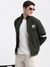 SHOWOFF Men's Solid Mock Collar Olive Bomber Reversible Jacket