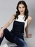 SHOWOFF Women's Denim Slim Fit Solid Navy Blue Overalls Dungaree