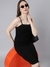 SHOWOFF Women's Black Solid Pinafore Dress