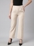 SHOWOFF Women's Solid Beige Parallel Trousers