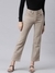 SHOWOFF Women's High-Rise Stretchable Cropped Taupe Straight Fit Jeans
