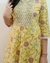 Cotton Mustard yellow printed embroidery umbrella gown with pant and dupatta