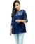 Navy blue rayon embroidered top