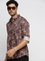 Men's Brown Spread Collar Ethnic Motifs Shirt
