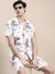 SHOWOFF Men's Shirt Collar Printed White Slim Fit Co-Ords Set