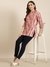SHOWOFF Women's Abstract Pink Straight Kurti