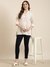 SHOWOFF Women's Striped Off White Straight Kurti