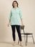 SHOWOFF Women's Solid Sea Green Straight Kurti