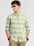 SHOWOFF Men's Mandarin Collar Horizontal Stripes Green Casual Shirt