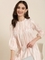 SHOWOFF Women's Mandarin Collar Striped Knee Length Empire Pink A-Line Kurta Set