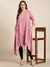 SHOWOFF Women's A-Line Pink Solid Kurta Comes With Overcoat