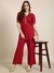 SHOWOFF Women's Red Solid Tunic & Palazzos Set