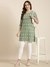 SHOWOFF Women's Floral Green Straight Kurti