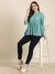 SHOWOFF Women's Solid Turquoise Blue Anarkali Kurti