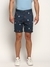 SHOWOFF Men's Mid-Rise Above Knee Printed Teal Cotton Short