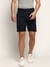 SHOWOFF Men's Mid-Rise Above Knee Solid Navy Blue Cotton Short