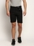 SHOWOFF Men's Mid-Rise Above Knee Solid Black Cotton Short