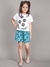 Ninos Dreams Girls Tshirt with Shorts Set Green Dog Print