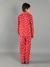 Ninos Dreams Panda Printed Full sleeves Lapel Collar Boy's Night Suit-Red