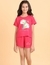 Ninos Dreams Girls 2 Unicorns Print Coord set with Top & Shorts -Dark Pink