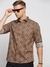 Men's Brown Spread Collar Geometric Shirt