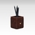 Pen/Pencil Holder | Faux Leather | Square Small | Classic | Brown