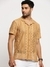 Men's Beige Cuban Collar Solid Shirt