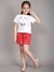 Ninos Dreams Girls Tshirt with Shorts Set Red Dog Print