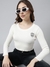 SHOWOFF Women's Off White Solid Fitted Crop Top