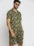 Men's Green Cuban Collar Printed Over Sized Co-ords Set