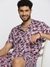Men's Maroon Cuban Collar Printed Over Sized Co-ords Set
