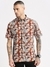 SHOWOFF Men's Spread Collar Floral Brown Casual Shirt