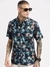 SHOWOFF Men's Spread Collar Floral Navy Blue Casual Shirt
