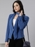SHOWOFF Women's Blue Single-Breasted Blazer Comes Attached Scarf