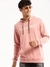 Men's Peach Hooded Typography Pullover