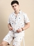 SHOWOFF Men's  Short Sleeves Shirt Collar Beige Printed Co-Ords Set