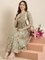 SHOWOFF Women's Anarkali Sea Green Floral Kurta