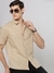 Men's Beige Spread Collar Solid Shirt